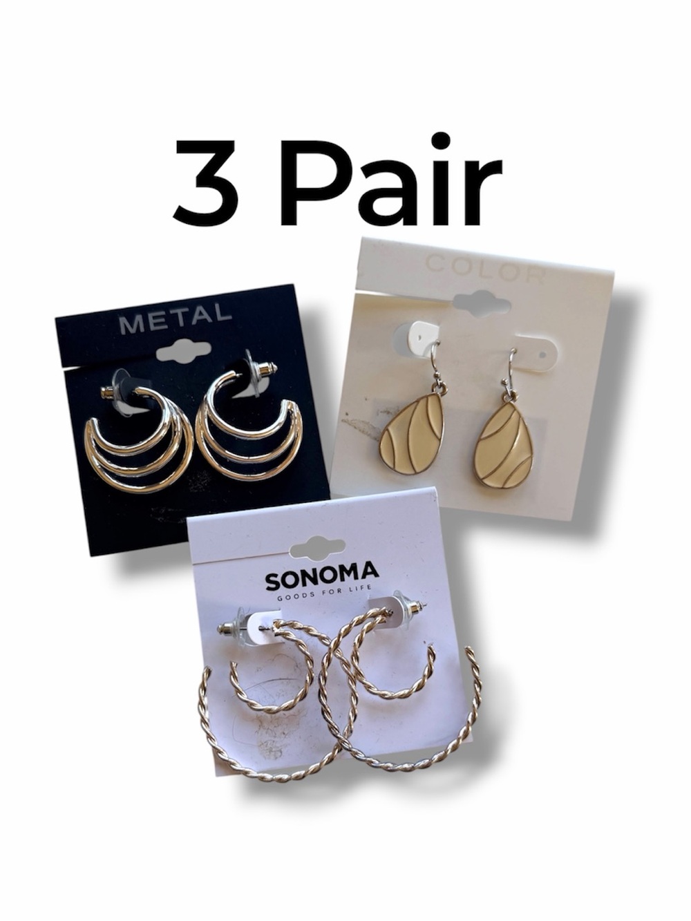 Set of 3 Earrings Stud & Dangle Mixed Fashion Jewelry Bundle Kohls